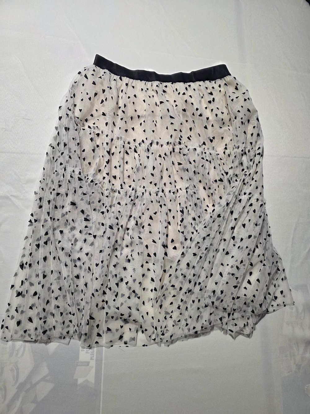 Women's Black Heart Print Midi Skirt Zero Degrees Celsius